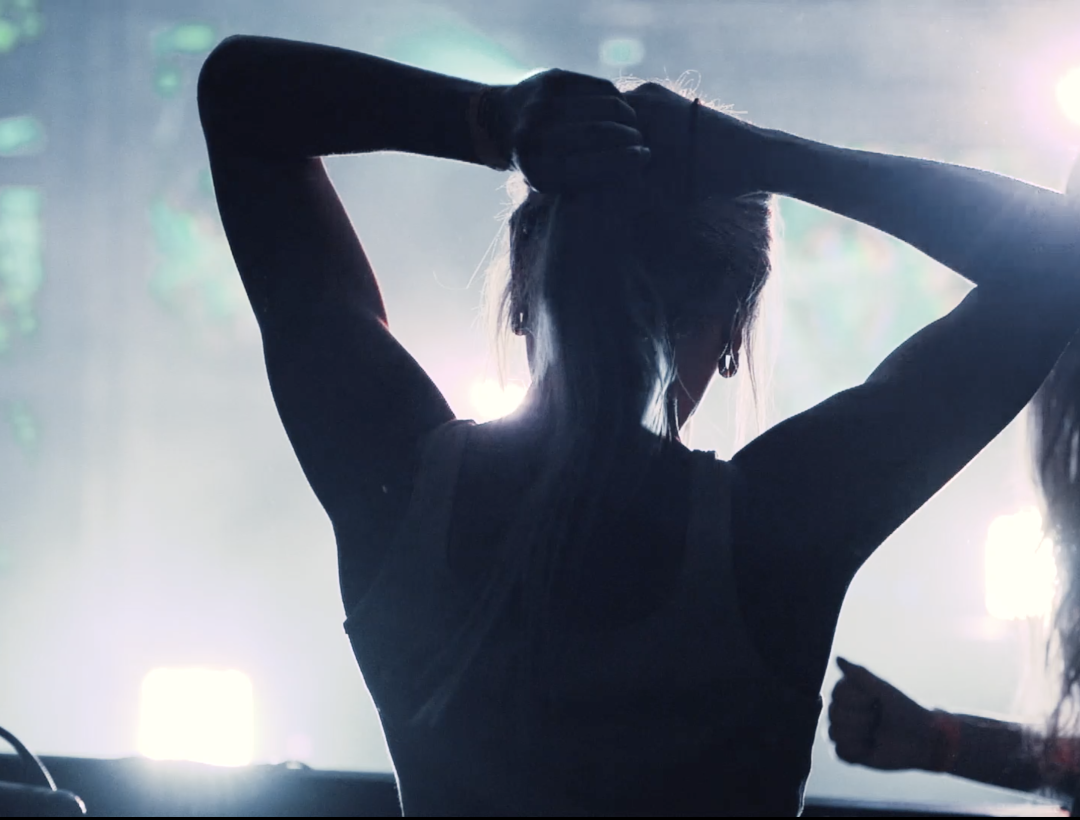 silhouette of girl at concert
